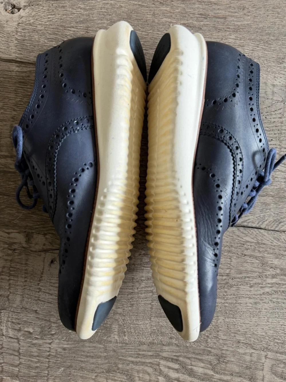 Cole Haan ZeroGrand Wingtip Oxford Navy Leather Shoes Men’s 7.5M - Picture 5 of 15